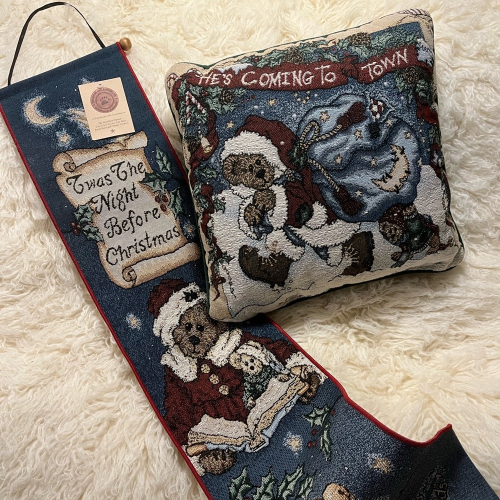 Boy’s Bear Christmas decor Pillow and Banner ￼